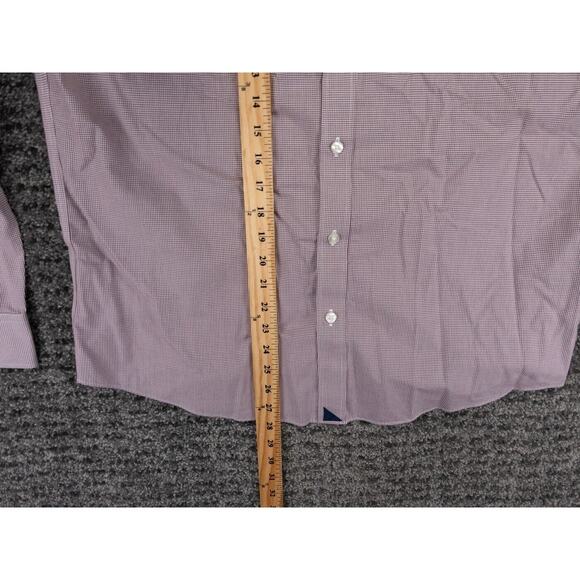 UNTUCKit Shirt Mens Large Maroon White Gingham Plaid Wrinkle Free Casual Preppy - Picture 6 of 10